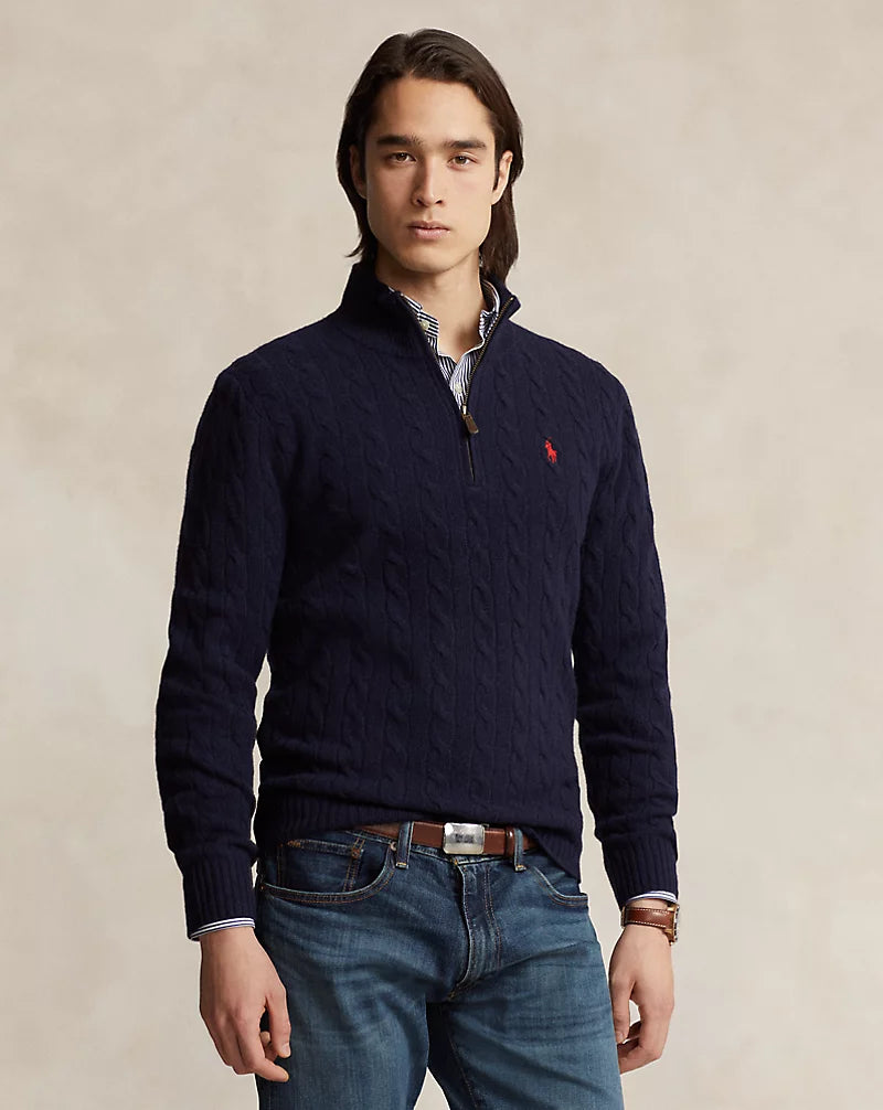 ᏒⅬ® Maglione a Treccia in Lana-Cashmere