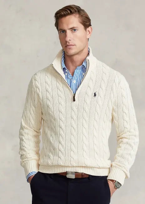 ᏒⅬ® Maglione a Treccia in Lana-Cashmere
