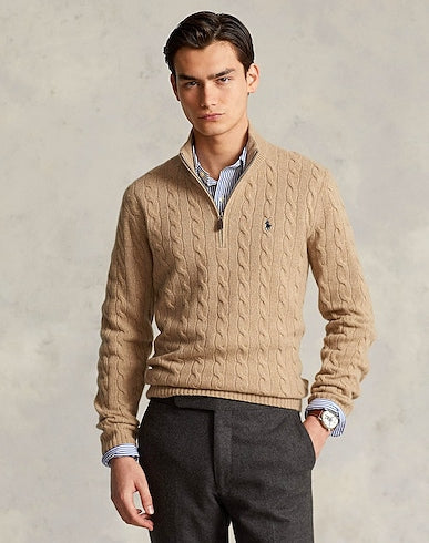 ᏒⅬ® Maglione a Treccia in Lana-Cashmere
